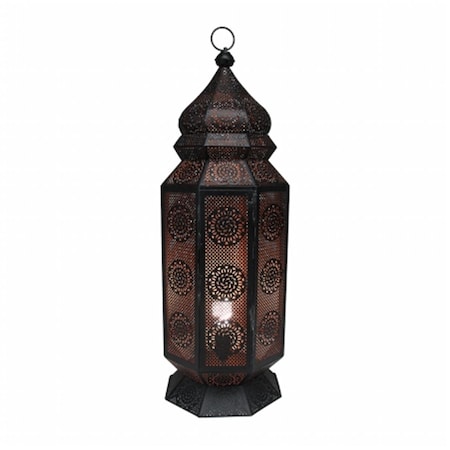Black And Gold Moroccan Style Cut-Out Floor Lantern Lamp